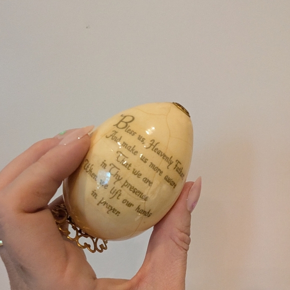 Cream Decorative Egg with Praying Hands Design - Picture 8 of 8